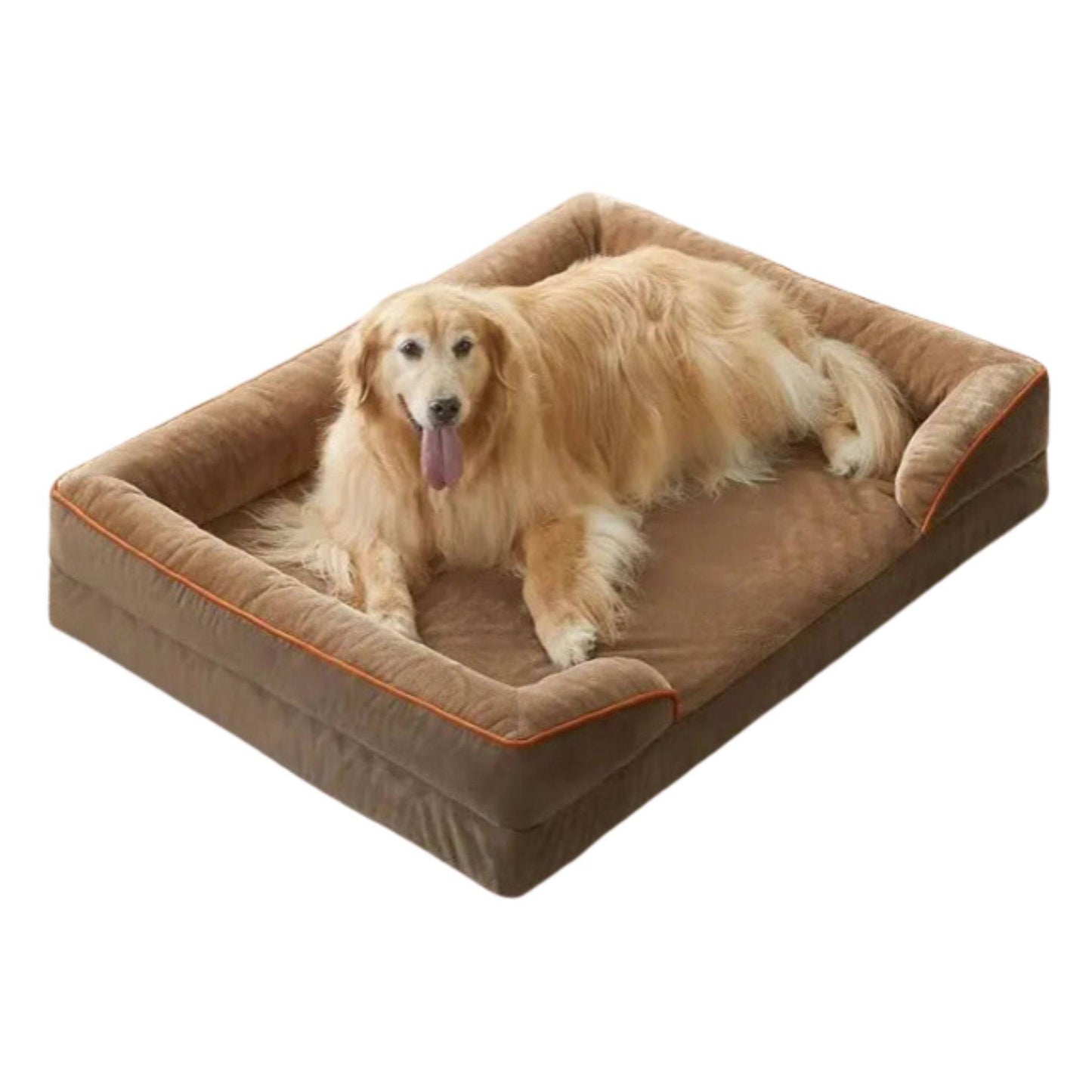 Coffee Extra Large Bolster Dog Bed with Waterproof Lining & Non-Skid Bottom, Washable, Orthopedic Egg Foam Couch, XL 42"x 30"x 7" TRENDYPET'S ZONE