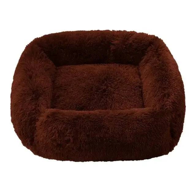 Coffee Fluffy Dog Sofa Bed Square Pet Beds Cat Mat Plush Dogs House Indoor Winter Warm Pet Sleeping Kennel For Small Medium Large Dogs TRENDYPET'S ZONE