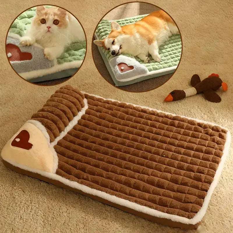 Coffee Pet Mat for Winter Luxury Pad for Small Medium Large Dogs Cats Plaid Fluff Sleeping Removable Washable Pet Bed TRENDYPET'S ZONE