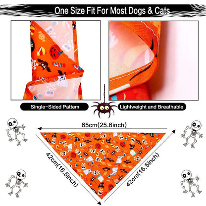 Cute Halloween Pet Bandana Bib Skull Bat Ghost Pattern TRENDYPET'S ZONE