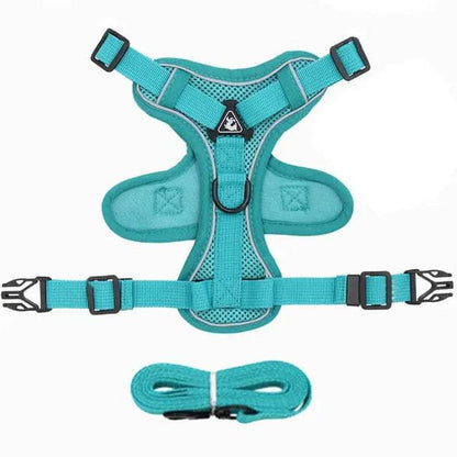 Cyan Dog Harness Leash Set Reflective Breathable Vest Adjustable Chest Strap TRENDYPET'S ZONE