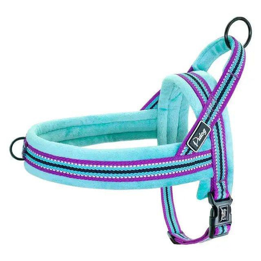 Cyan With Lines Warm Harness Vest Winter Soft Padded Pet Training Adjustable For Small Large Dog Puppy TRENDYPET'S ZONE