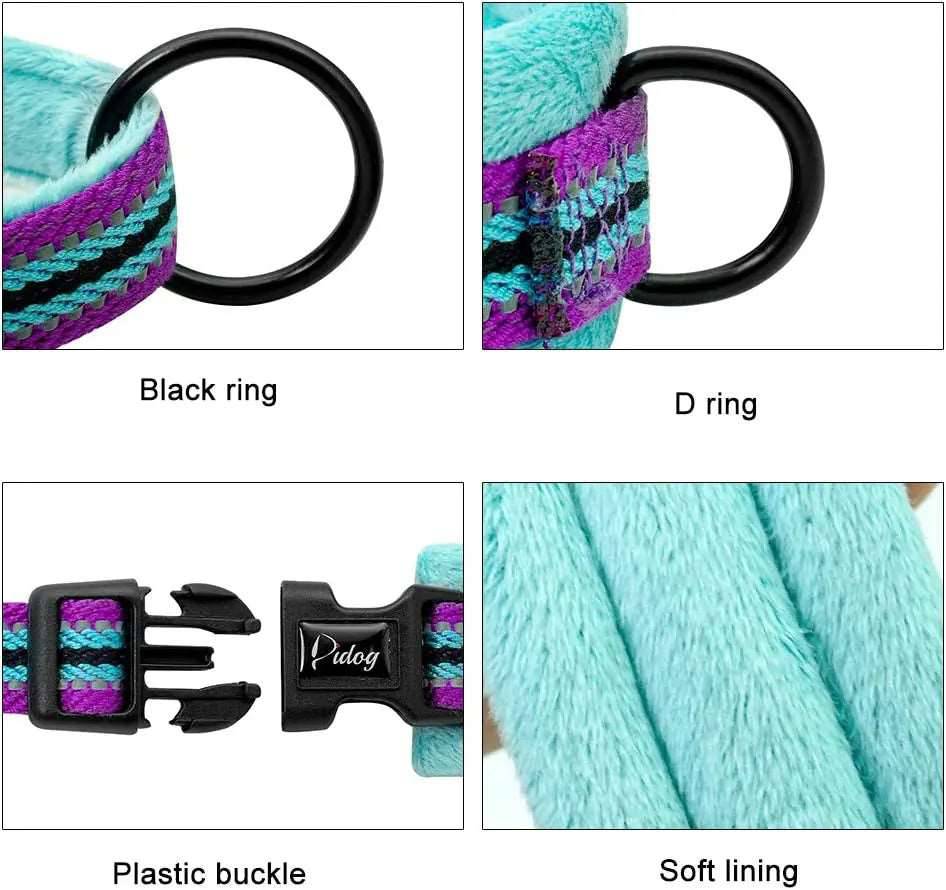 Cyan With Lines Warm Harness Vest Winter Soft Padded Pet Training Adjustable For Small Large Dog Puppy TRENDYPET'S ZONE