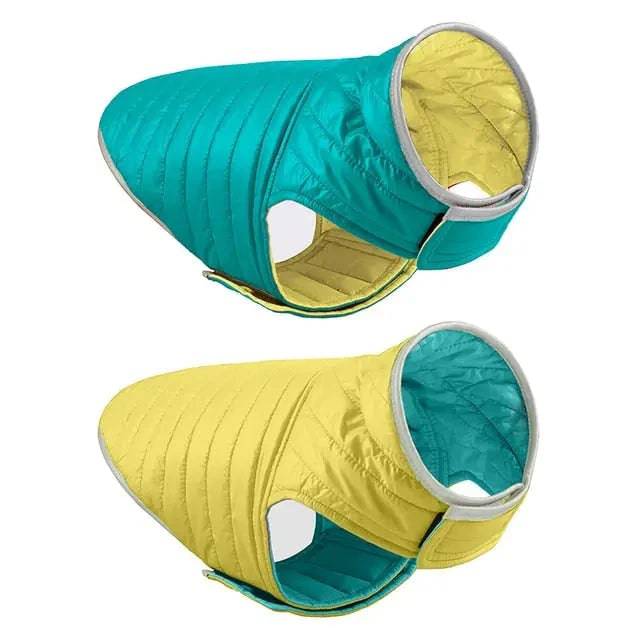 Cyan Yellow Reversible Jacket Dual Colors Reflective Winter Dog Clothes Coat Vest TRENDYPET'S ZONE