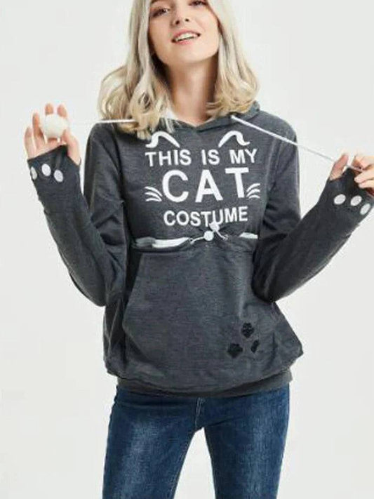 Dark Gray High Quality Sweatshirt Cat Dog Lovers Hoodies Kangaroo Pet Paw Ears Cuddle Pouch Pullovers TRENDYPET'S ZONE