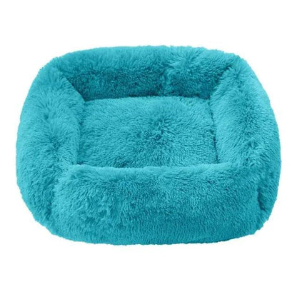 Dark Green Fluffy Dog Sofa Bed Square Pet Beds Cat Mat Plush Dogs House Indoor Winter Warm Pet Sleeping Kennel For Small Medium Large Dogs TRENDYPET'S ZONE