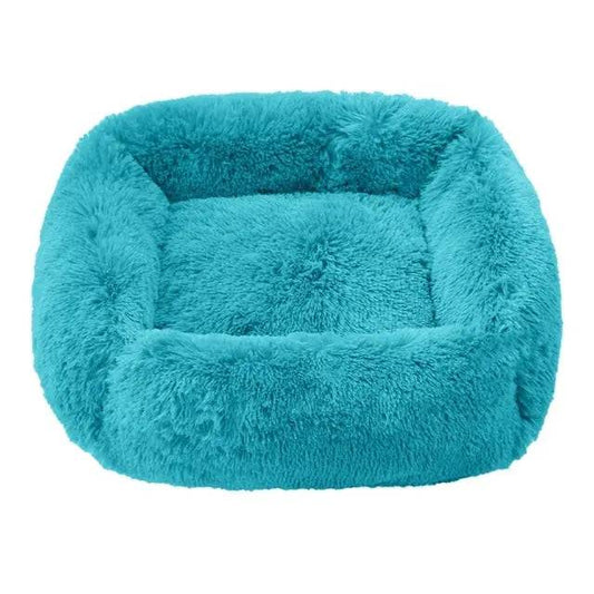 Dark Green Fluffy Dog Sofa Bed Square Pet Beds Cat Mat Plush Dogs House Indoor Winter Warm Pet Sleeping Kennel For Small Medium Large Dogs - Trendypet's Zone