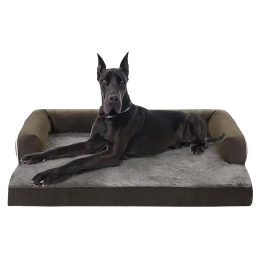 Dark Green Memory Foam Orthopedic Dogs Beds with Bolsters, Removable Washable Cover, Nonskid Bottom, XXL Size 53.0" x 42.0" x 8.0" - Trendypet's Zone