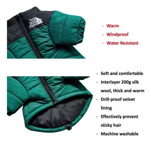 Dark Green Warm Stylish Dog Windproof Snow Cold Weather Coats Jackets for Puppies Small Medium Large Dogs TRENDYPET'S ZONE