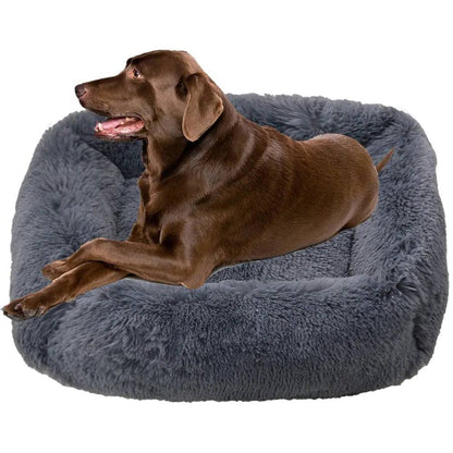 Dark Grey Fluffy Dog Sofa Bed Square Pet Beds Cat Mat Plush Dogs House Indoor Winter Warm Pet Sleeping Kennel For Small Medium Large Dogs - Trendypet's Zone