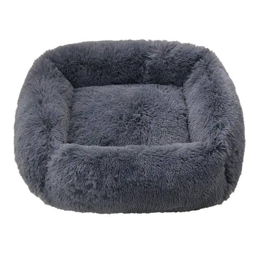 Dark Grey Fluffy Dog Sofa Bed Square Pet Beds Cat Mat Plush Dogs House Indoor Winter Warm Pet Sleeping Kennel For Small Medium Large Dogs - Trendypet's Zone