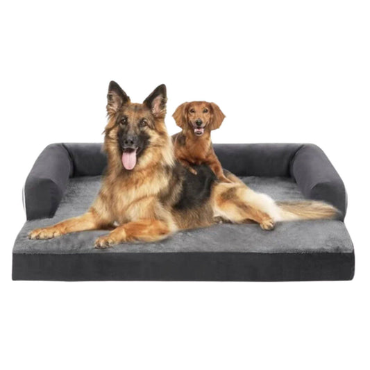 Dark Grey Memory Foam Orthopedic Dogs Beds with Bolsters, Removable Washable Cover, Nonskid Bottom, XXL Size 53.0" x 42.0" x 8.0" TRENDYPET'S ZONE