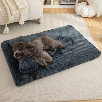 Dark Grey Warm Calming Dog Puppy Bed Mat Pillow Fluffy Plush with Removable Washable Cover for X-Large, Large, Medium, Small Dogs - Trendypet's Zone