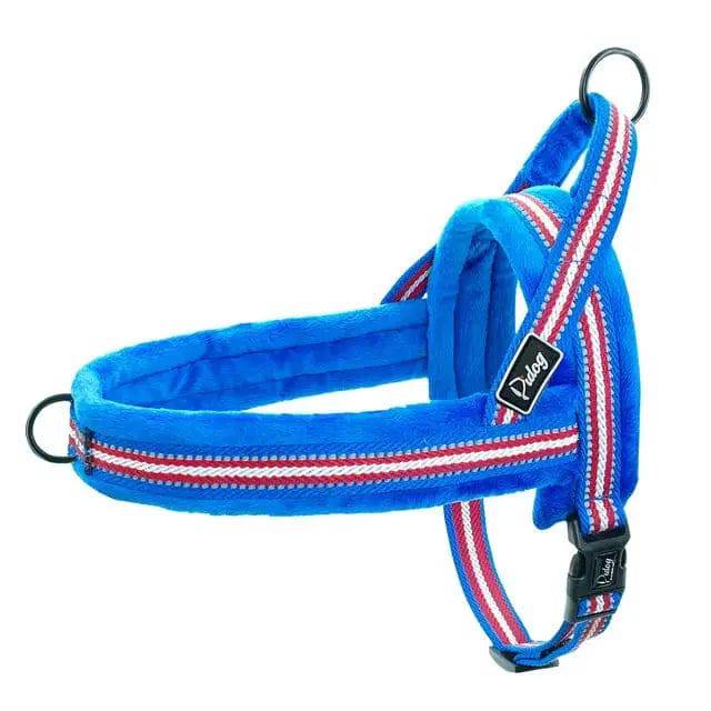 Deep Blue With Lines Warm Harness Vest Winter Soft Padded Pet Training Adjustable For Small Large Dog Puppy TRENDYPET'S ZONE