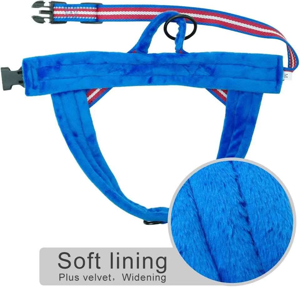 Deep Blue With Lines Warm Harness Vest Winter Soft Padded Pet Training Adjustable For Small Large Dog Puppy TRENDYPET'S ZONE