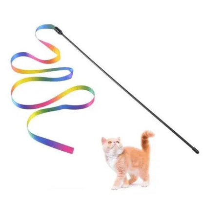 #E Cat Toy Stick Feather Wand With Bell Mouse Cage Toys Plastic - Trendypet's Zone