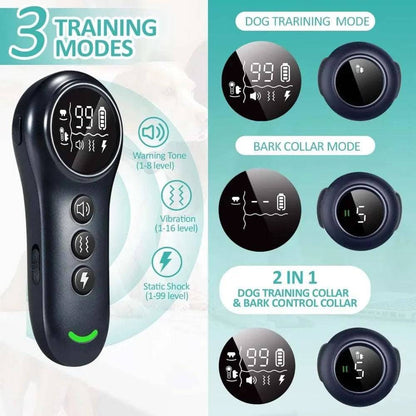 Electronic Training Collar, Auto Bark Collar with Remote, Beep (1-8), Vibration(1-16), Waterproof, Safe, Dog Shock Collar TRENDYPET'S ZONE