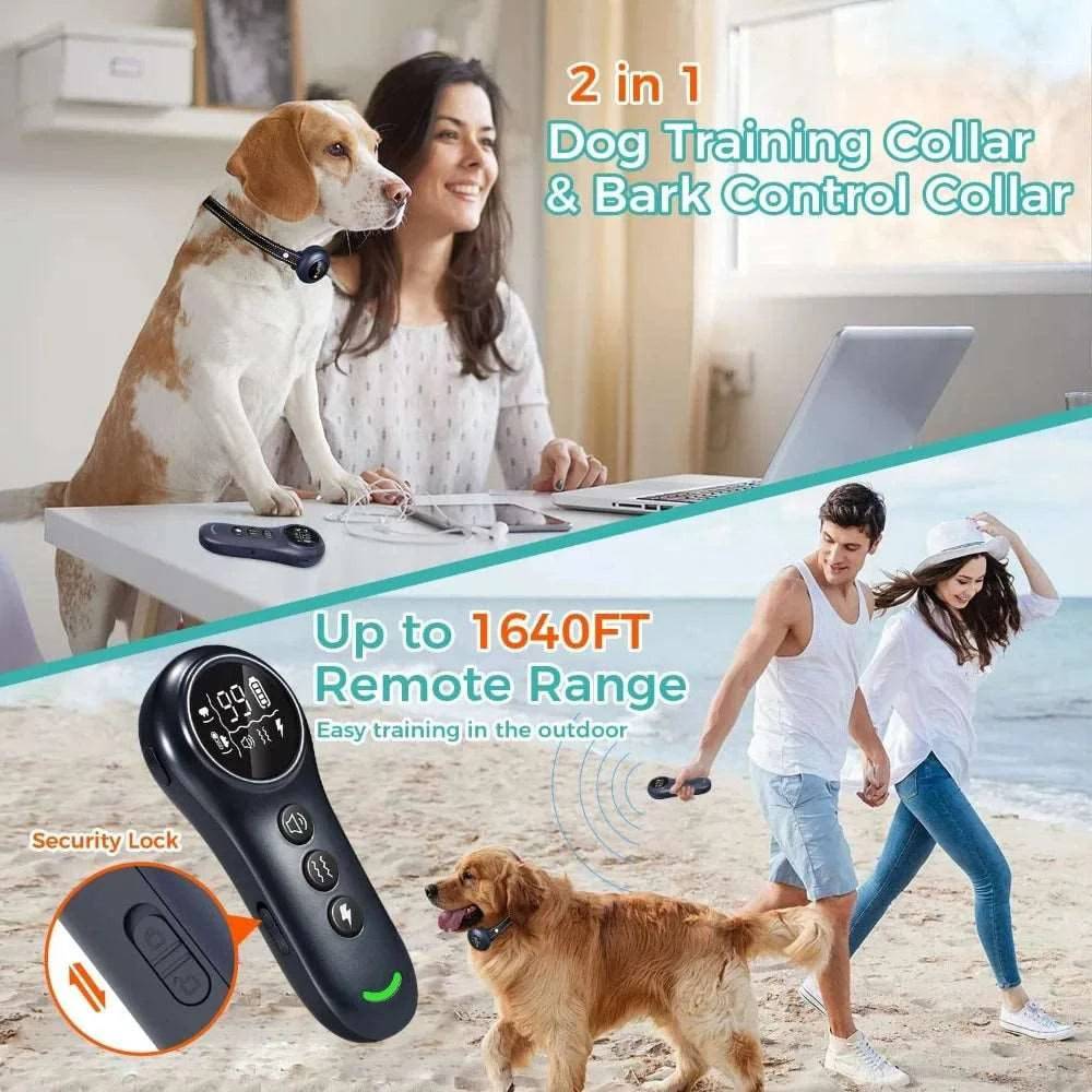 Electronic Training Collar, Auto Bark Collar with Remote, Beep (1-8), Vibration(1-16), Waterproof, Safe, Dog Shock Collar TRENDYPET'S ZONE