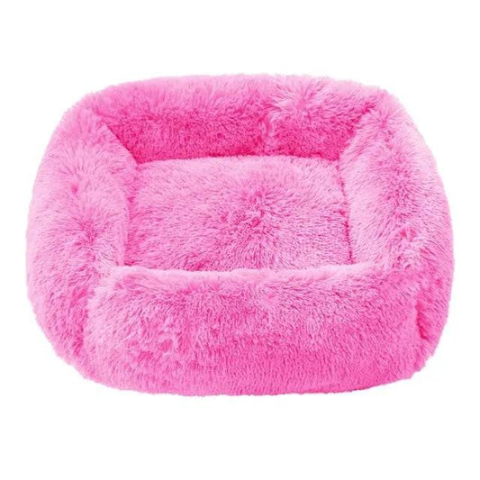 Glitter Pink Fluffy Dog Sofa Bed Square Pet Beds Cat Mat Plush Dogs House Indoor Winter Warm Pet Sleeping Kennel For Small Medium Large Dogs TRENDYPET'S ZONE