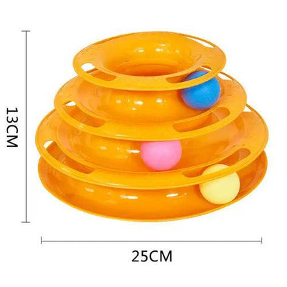 Gold 3/4 Levels Pet Cat Toy Training Amusement Plate Kitten Tower Tracks Triple Disc Tumbler Ball Interactive TRENDYPET'S ZONE