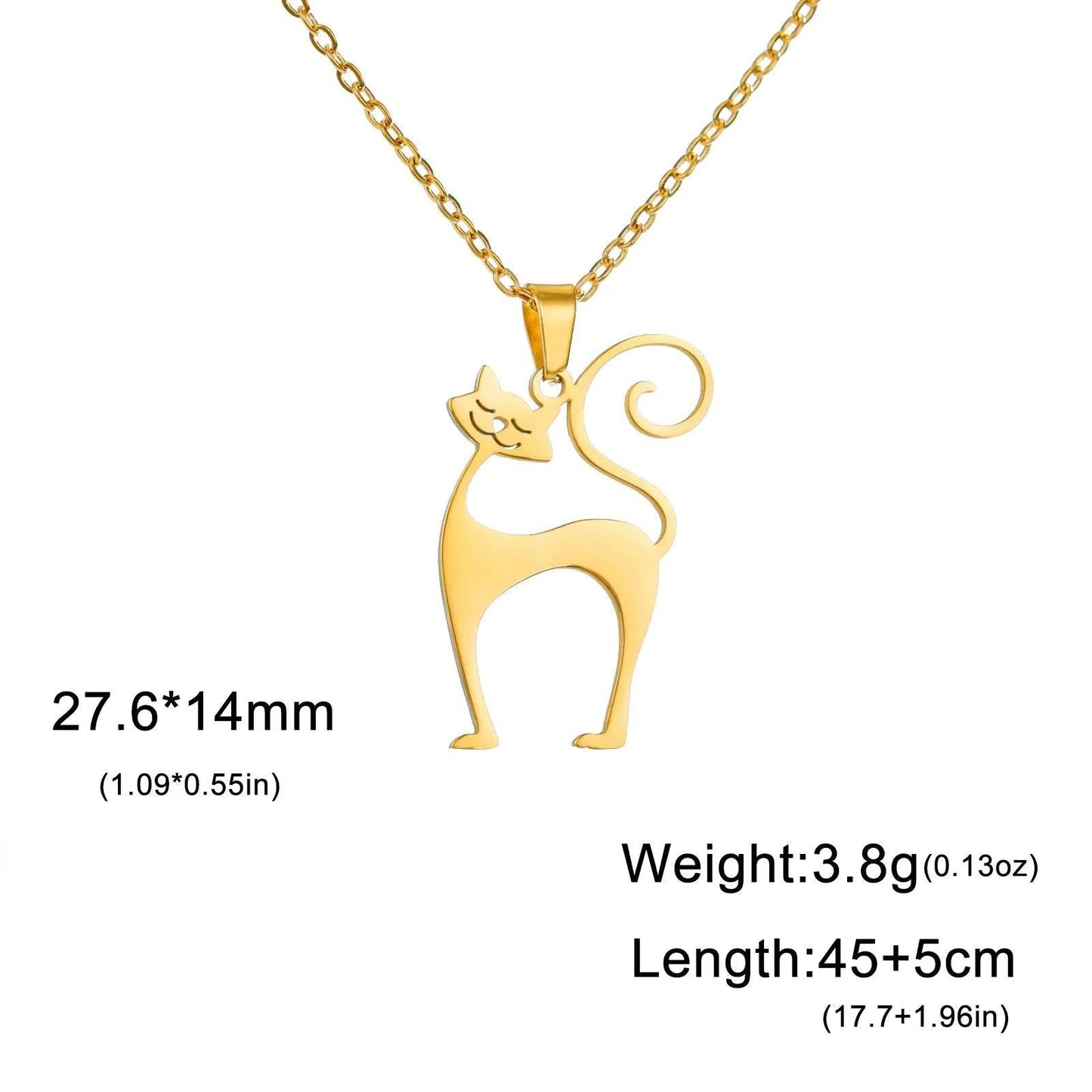 Gold Cat Necklace for Women Funny Animal Stainless Steel Pendant Jewelry - Trendypet's Zone