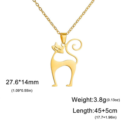 Gold Cat Necklace for Women Funny Animal Stainless Steel Pendant Jewelry - Trendypet's Zone