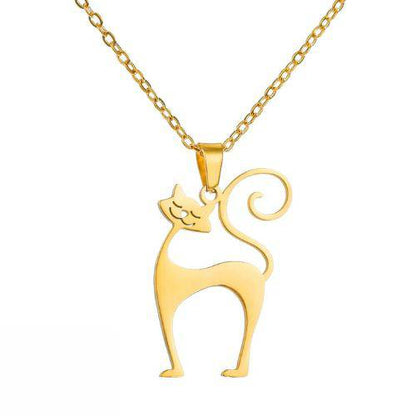 Gold Cat Necklace for Women Funny Animal Stainless Steel Pendant Jewelry - Trendypet's Zone