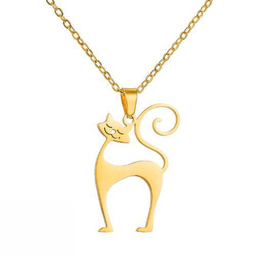 Gold Cat Necklace for Women Funny Animal Stainless Steel Pendant Jewelry - Trendypet's Zone