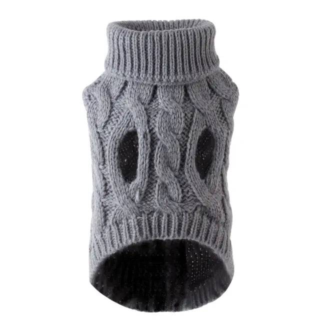 Gray Dog Cat Sweaters for Winter Warm Clothes Turtleneck Knitted Vest Coat TRENDYPET'S ZONE