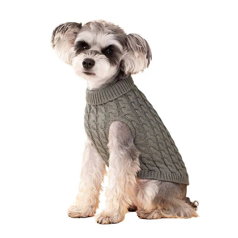 Gray Dog Cat Sweaters for Winter Warm Clothes Turtleneck Knitted Vest Coat TRENDYPET'S ZONE