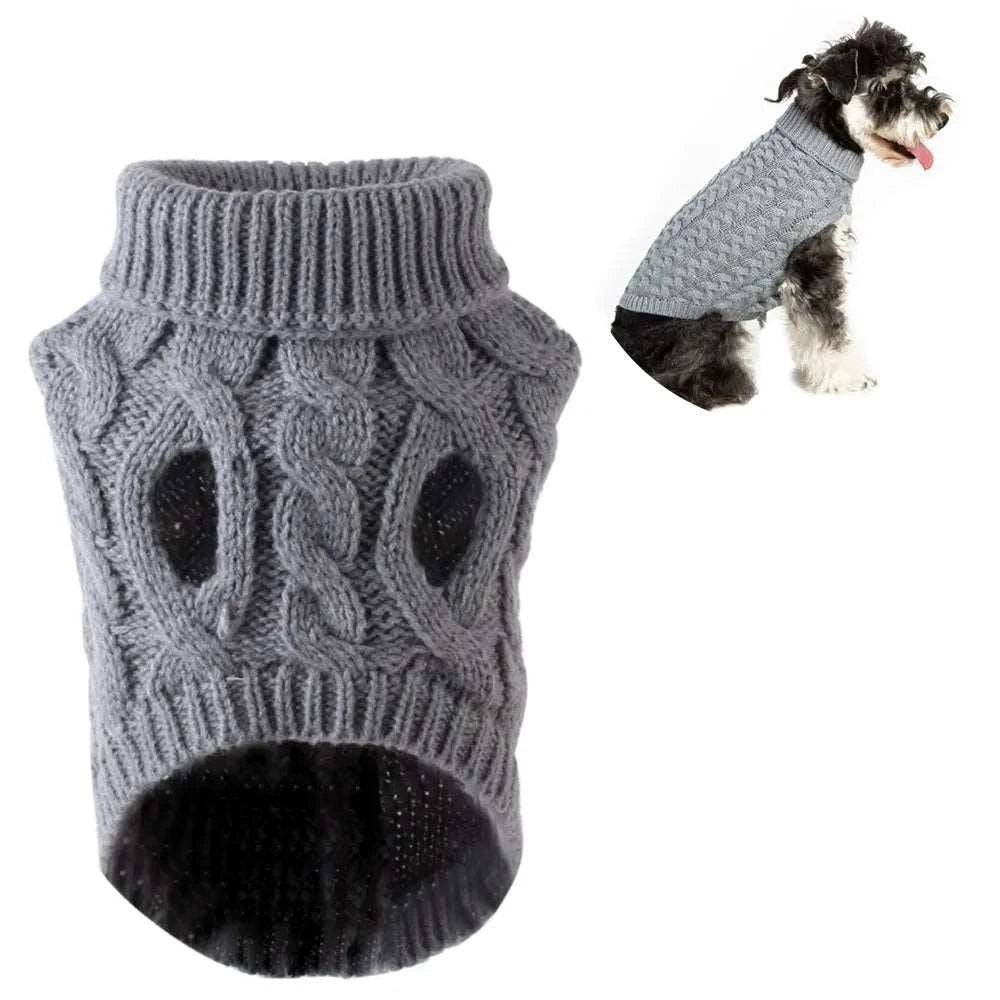 Gray Dog Cat Sweaters for Winter Warm Clothes Turtleneck Knitted Vest Coat TRENDYPET'S ZONE