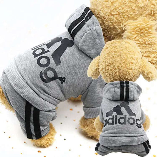 Gray Dog Hoodies Winter Pet Jumpsuit Pajamas Four Legged TRENDYPET'S ZONE