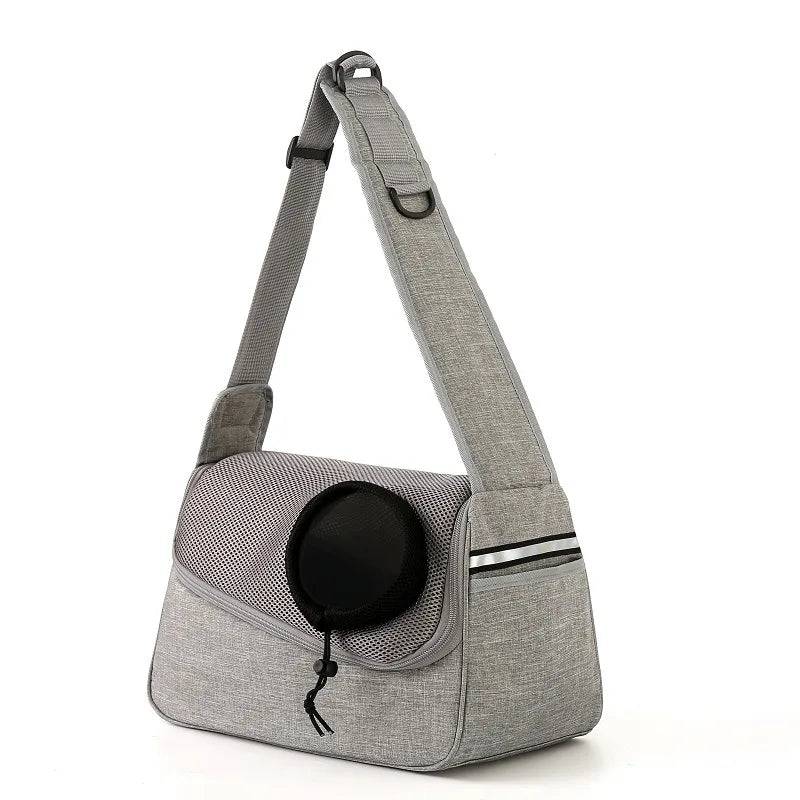 Gray Portable Bag Pet Crossbody Bag Dog Cat One Shoulder Carrier Breathable Mesh Puppy Kitten Handbag - Trendypet's Zone