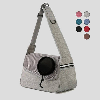 Gray Portable Bag Pet Crossbody Bag Dog Cat One Shoulder Carrier Breathable Mesh Puppy Kitten Handbag - Trendypet's Zone