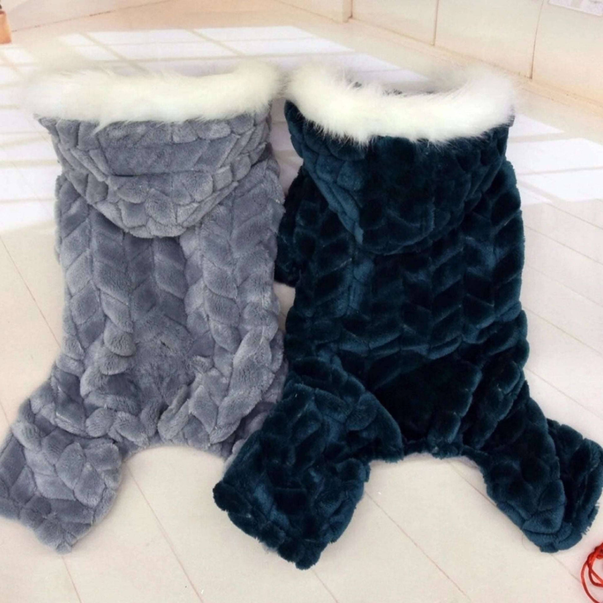 Gray Winter Pet Dog Clothes Thicker Polyester Cotton Coat Jumpsuit Four-Legged Down Puppy Jackets - Trendypet's Zone