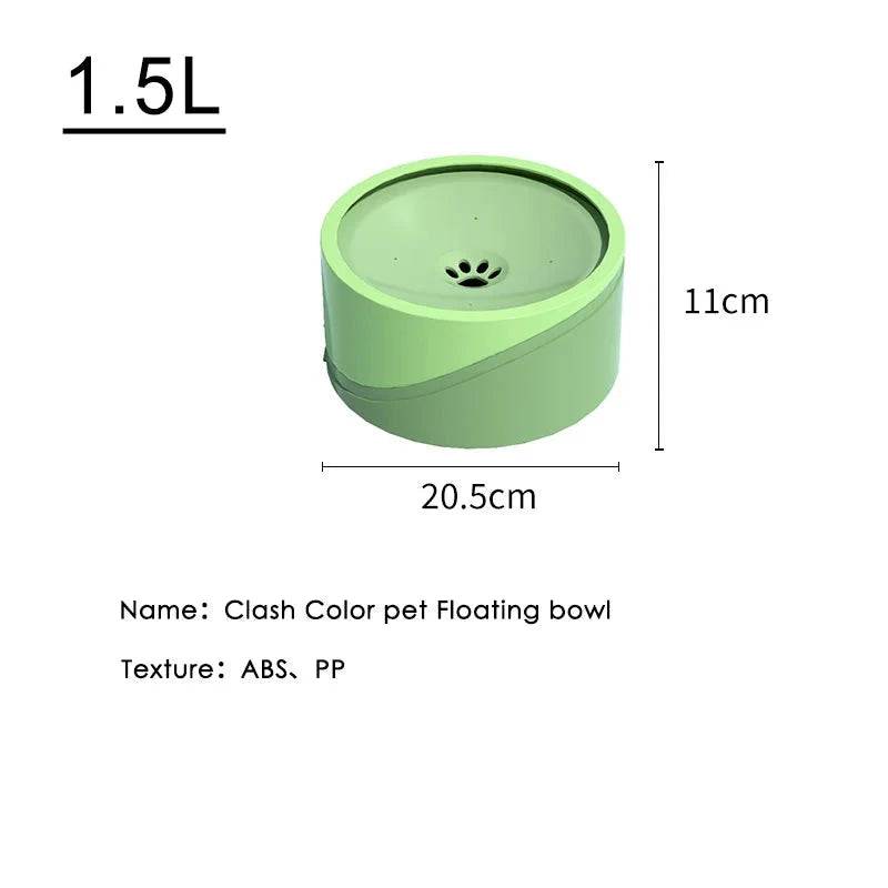 Green 1.5L Pet Floating Water Bowl For Cat Dog No-Spill Large Capacity Slow Water Feeder Dispenser - Trendypet's Zone