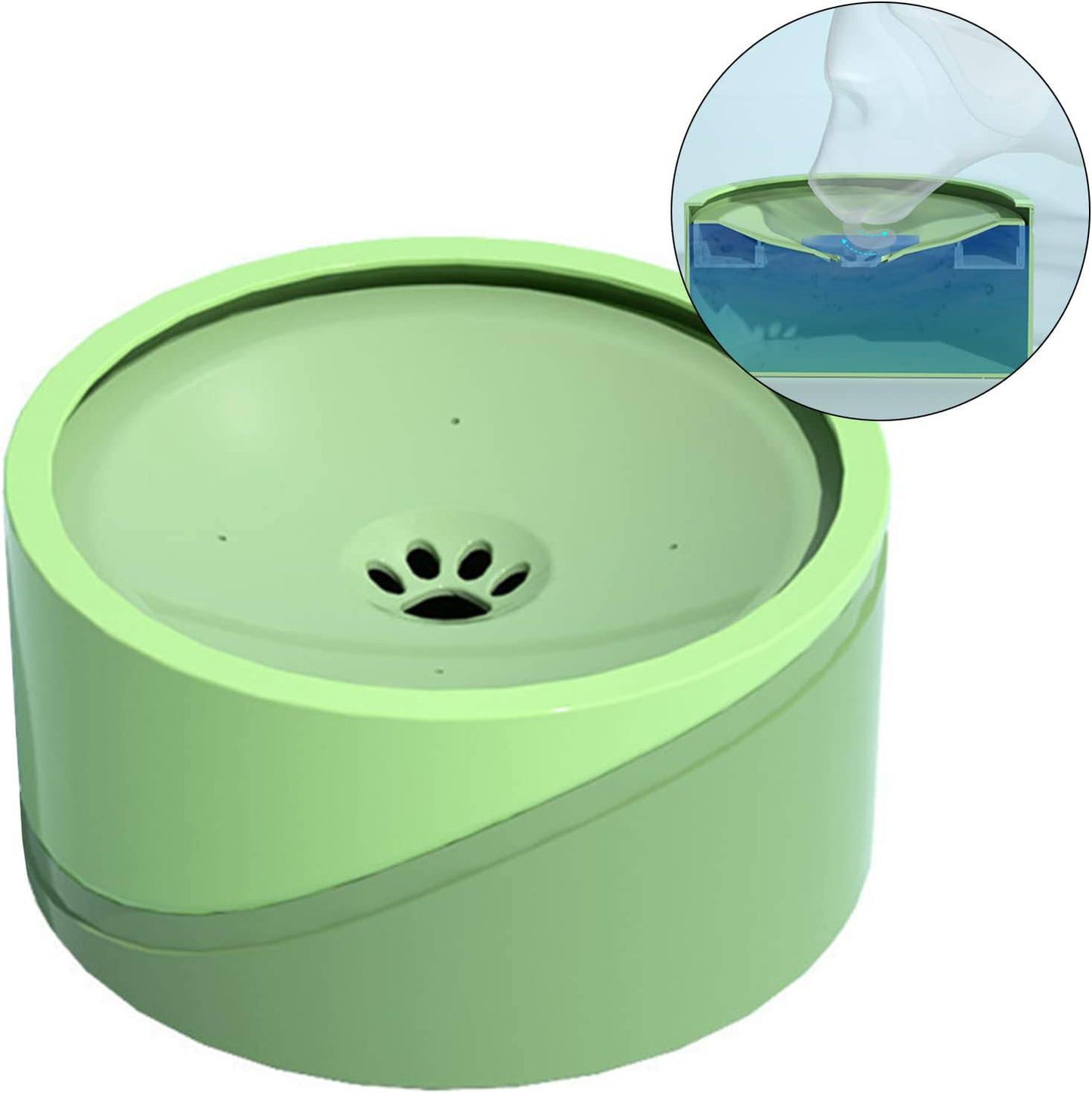 Green 1.5L Pet Floating Water Bowl For Cat Dog No-Spill Large Capacity Slow Water Feeder Dispenser - Trendypet's Zone