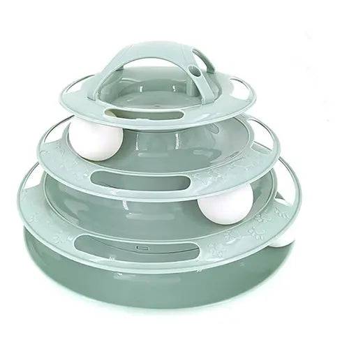 Green 3/4 Levels Pet Cat Toy Training Amusement Plate Kitten Tower Tracks Triple Disc Tumbler Ball Interactive TRENDYPET'S ZONE