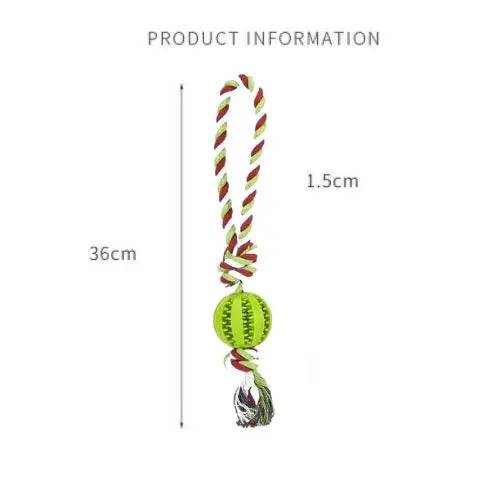 Green Ball Burgundy & White Hemp Rope Toys Treat Interactive Rubber Leaking Balls for Small Dogs Chewing Bite Resistant Pet Tooth Cleaning - Trendypet's Zone