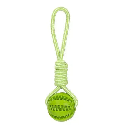 Green Ball Hemp Rope Toys Treat Interactive Rubber Leaking Balls for Small Dogs Chewing Bite Resistant Pet Tooth Cleaning - Trendypet's Zone