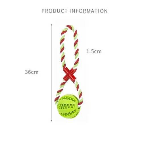 Green Ball White & Burgundy Hemp Rope Toys Treat Interactive Rubber Leaking Balls for Small Dogs Chewing Bite Resistant Pet Tooth Cleaning TRENDYPET'S ZONE