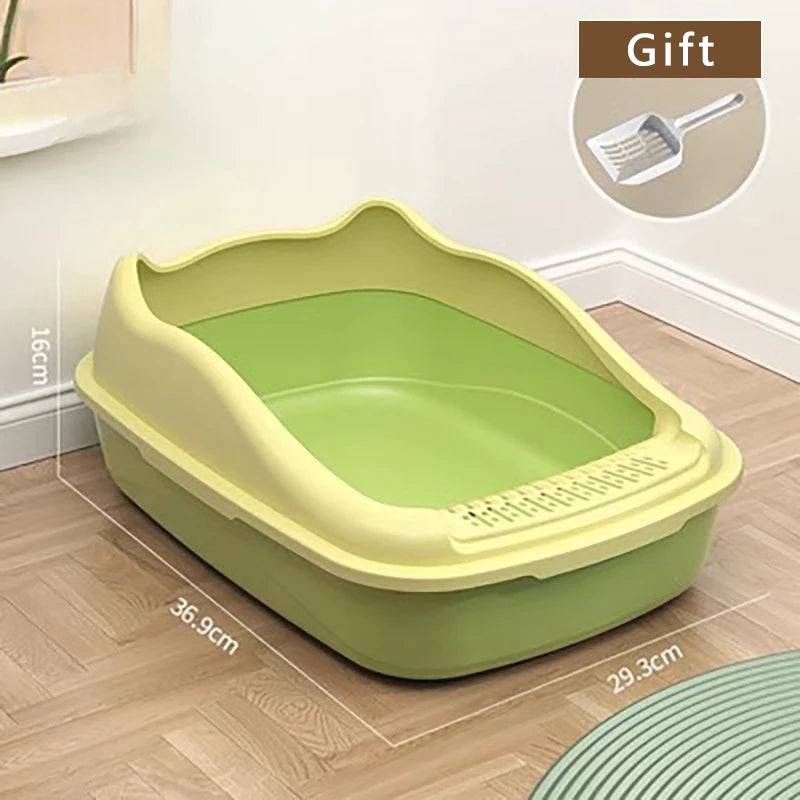 Green Cat Litter Box Pet Sandbox for Kitty Anti-Splash Kitten Toilet Tray Bedpan Cleaning TRENDYPET'S ZONE