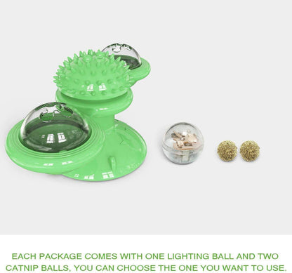 Green Cat Toy Turntable Built-in Rotating LED Lights  Suction Cup Base - Trendypet's Zone