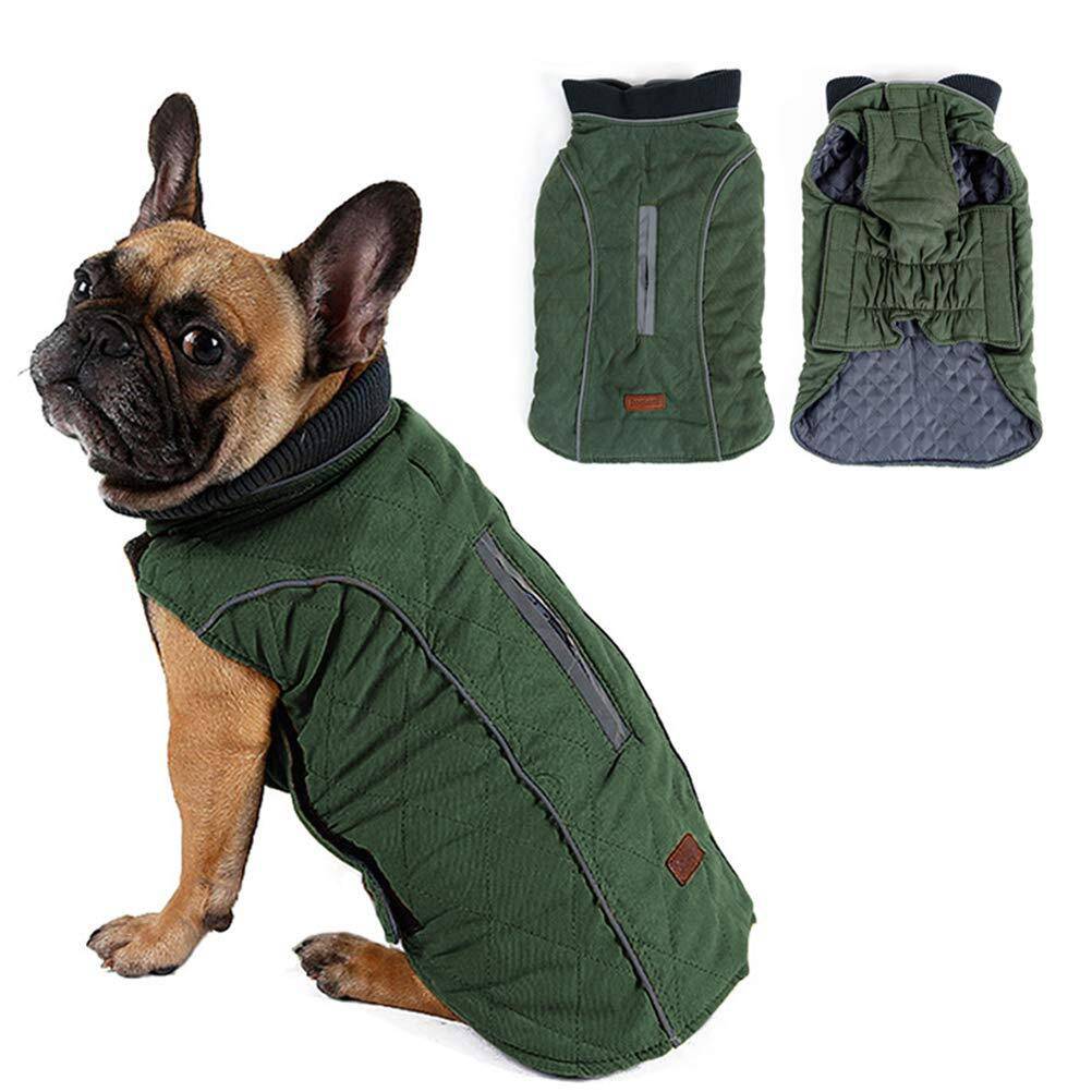 Green Cozy Quilted Dog Coat Warm Jacket Retro Thick Vest TRENDYPET'S ZONE