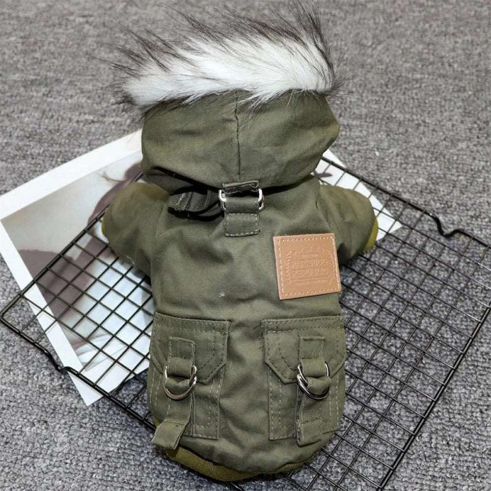 Green Dog Pet Winter Thickened Hiking Coat Hooded Soft And Comfortable Puppy Coat Jacket Outdoor Sports Pet Clothing TRENDYPET'S ZONE