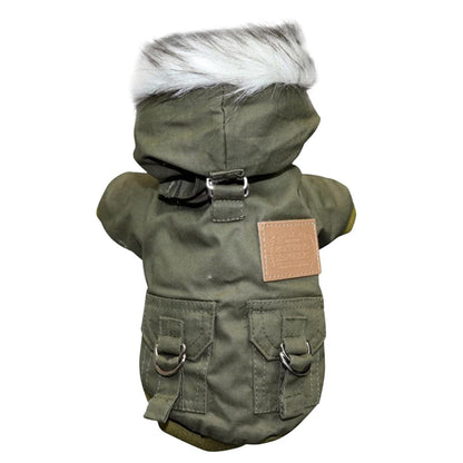 Green Dog Pet Winter Thickened Hiking Coat Hooded Soft And Comfortable Puppy Coat Jacket Outdoor Sports Pet Clothing TRENDYPET'S ZONE