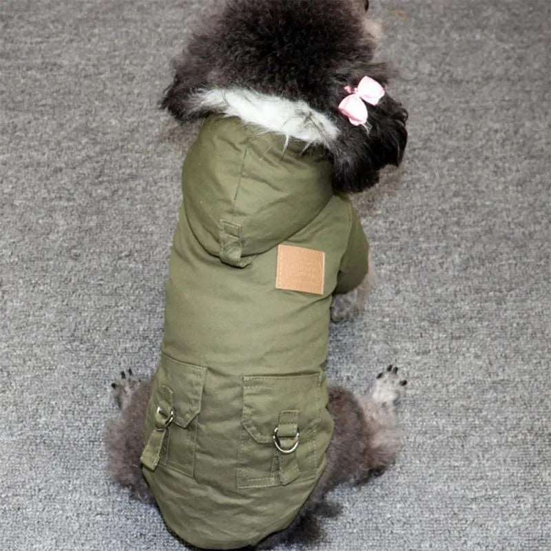 Green Dog Pet Winter Thickened Hiking Coat Hooded Soft And Comfortable Puppy Coat Jacket Outdoor Sports Pet Clothing TRENDYPET'S ZONE