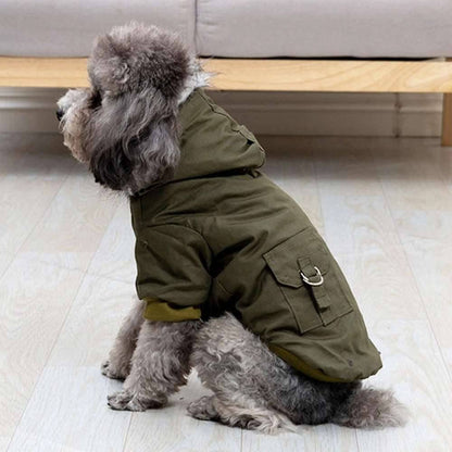 Green Dog Pet Winter Thickened Hiking Coat Hooded Soft And Comfortable Puppy Coat Jacket Outdoor Sports Pet Clothing TRENDYPET'S ZONE