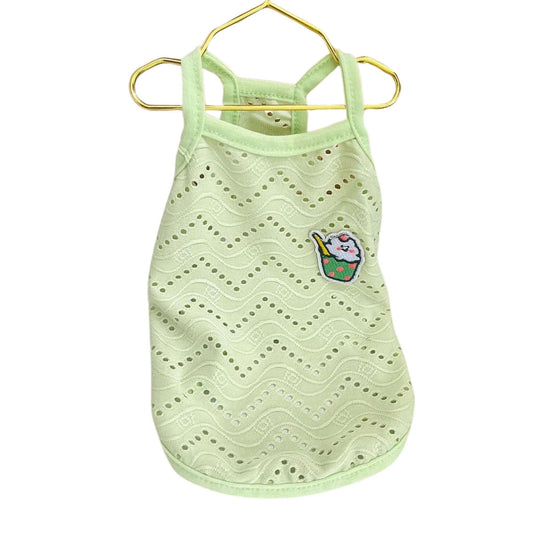 Green Dog Summer Clothes Cute Embroidery Striped Top Vest Breathable Puppy Sleeveless Shirt TRENDYPET'S ZONE