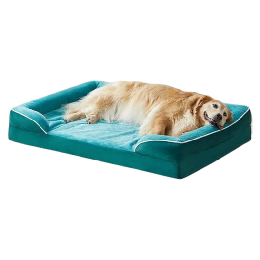 Green Extra Large Bolster Dog Bed with Waterproof Lining & Non-Skid Bottom, Washable, Orthopedic Egg Foam Couch, XL 42"x 30"x 7" TRENDYPET'S ZONE